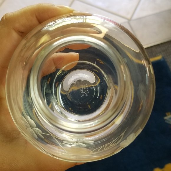 Lenox Etched Flora Vase Small Lead Crystal Glass Flowers Stems Leaves - Picture 4 of 6